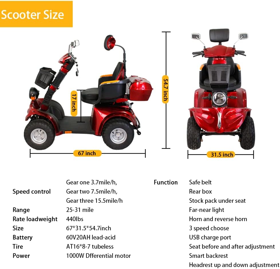 500lbs Capacity Electric All Terrain Off Road Scooter D92197