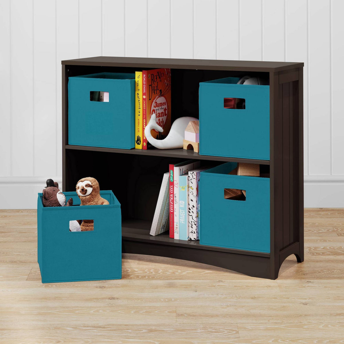 5pc Kids Bookcase Set with 4 Bins A89821