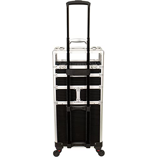 4 in 1 Aluminum Rolling Makeup Case with 360° Swivel Wheels G57610