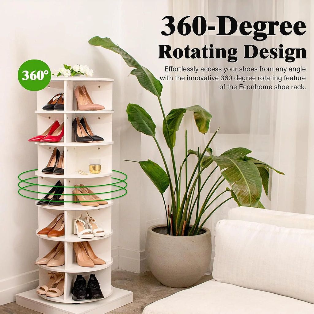 360° Rotating 7-Tiers Shoe Rack Organizer Tower Holds Up to 28 Pairs K99742