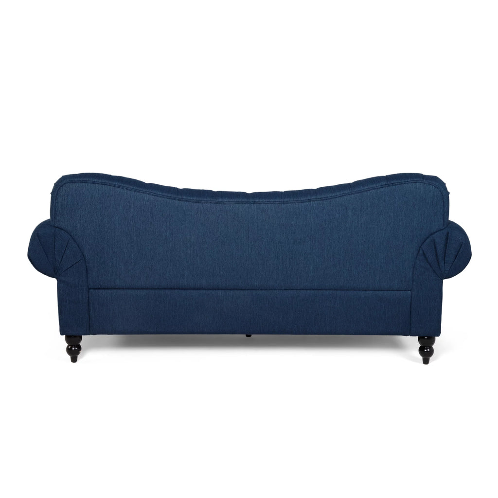 Navy Blue and Dark Brown 3 Seater Fabric Sofa J30334