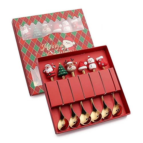 Stainless Steel Christmas Tree Tea Spoon Set 6pcs R309089