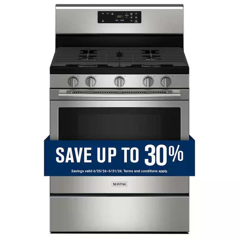 5 Burners Freestanding Gas Range Stainless Steel Self Clean N39382
