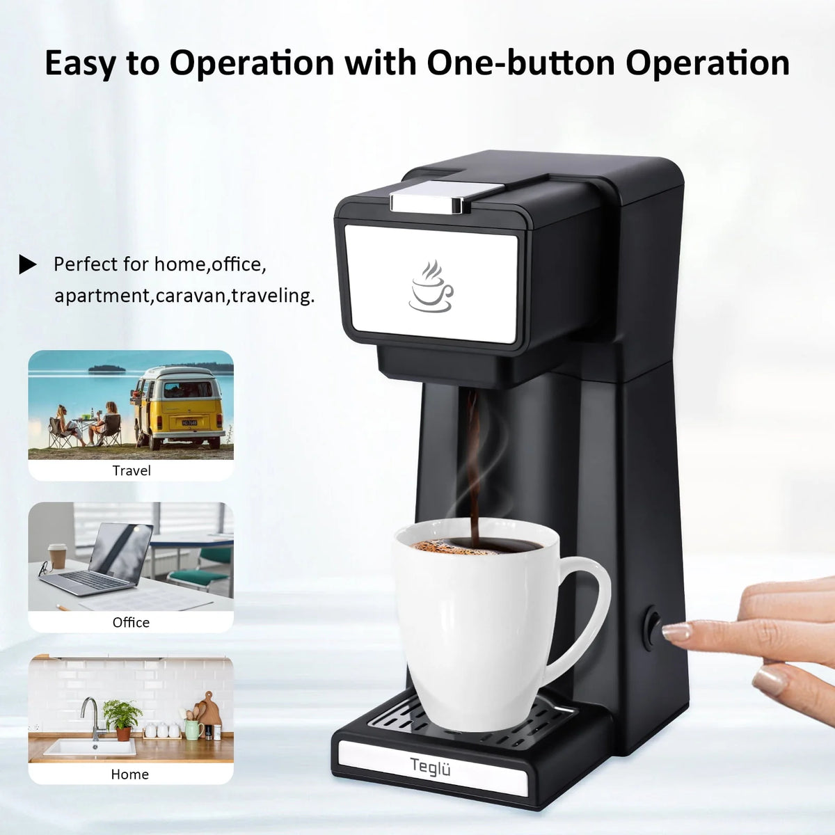 Black 2 in 1 Single Serve Coffee Maker with Reusable Filter A1885