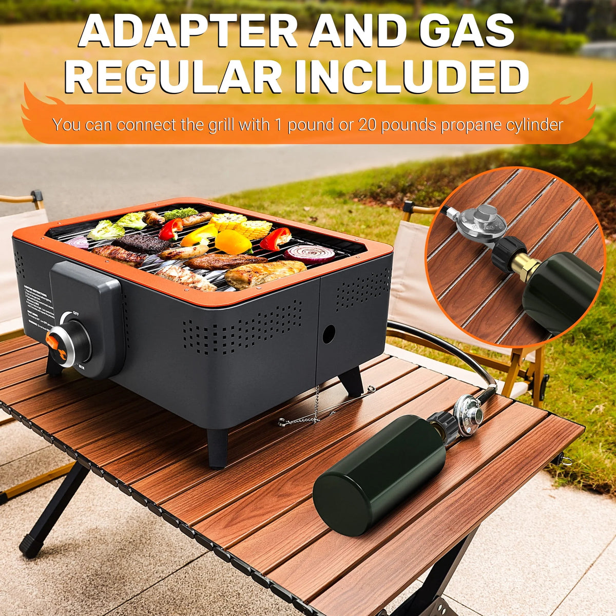 Portable Propane Grill with Gas Regulator & Adaptor G1248