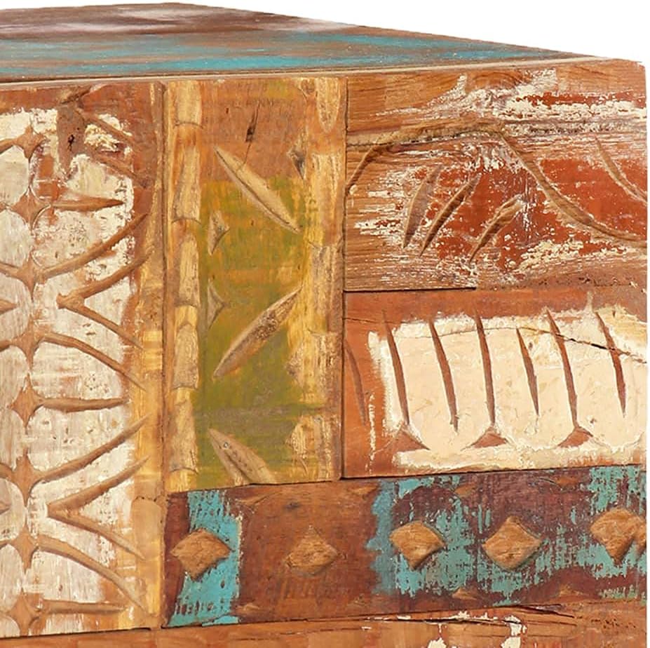 Hand Carved TV Cabinet Solid Reclaimed Wood T220