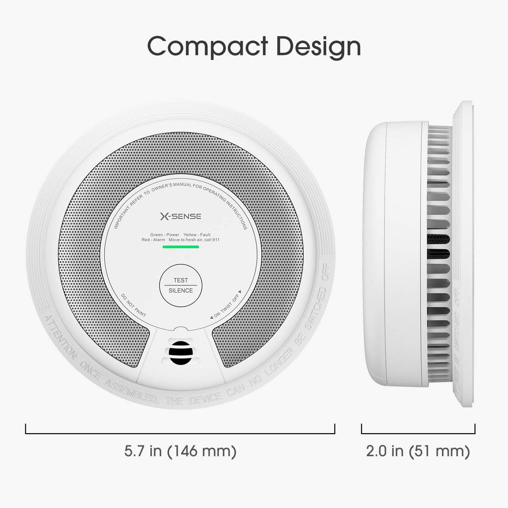 2-in-1 Smoke and Carbon Monoxide Detector Alarm, 10-Year Battery-Operated, Pack of 5 U108616