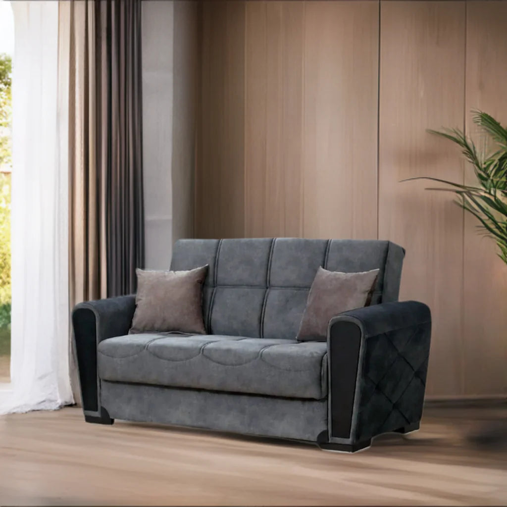 Gray Fabric Loveseat O4026