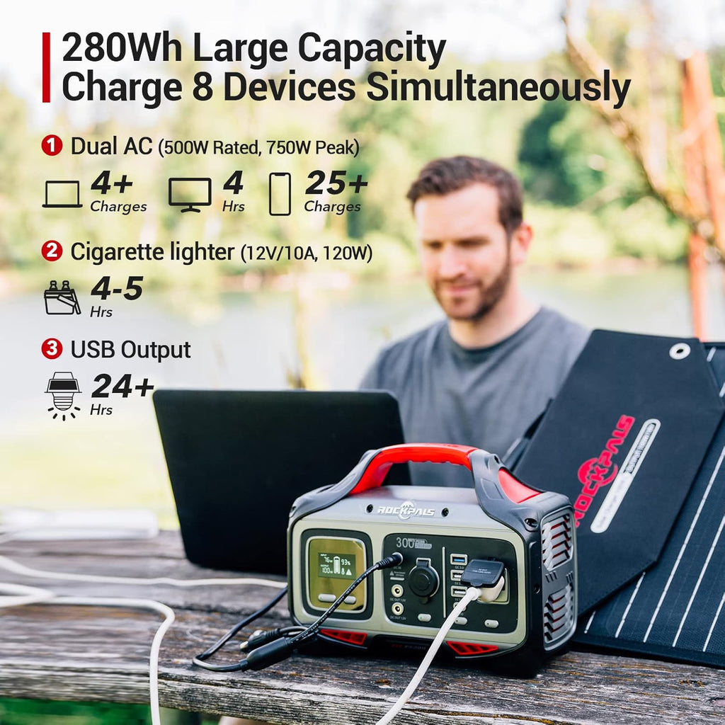 300W Portable Power Station 280wh Solar Generator with 110V AC Outlet Z44154