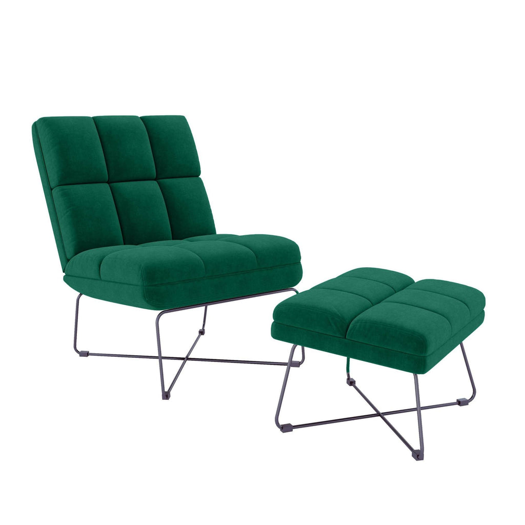 Emerald Armless Chair and Ottoman Set J4688