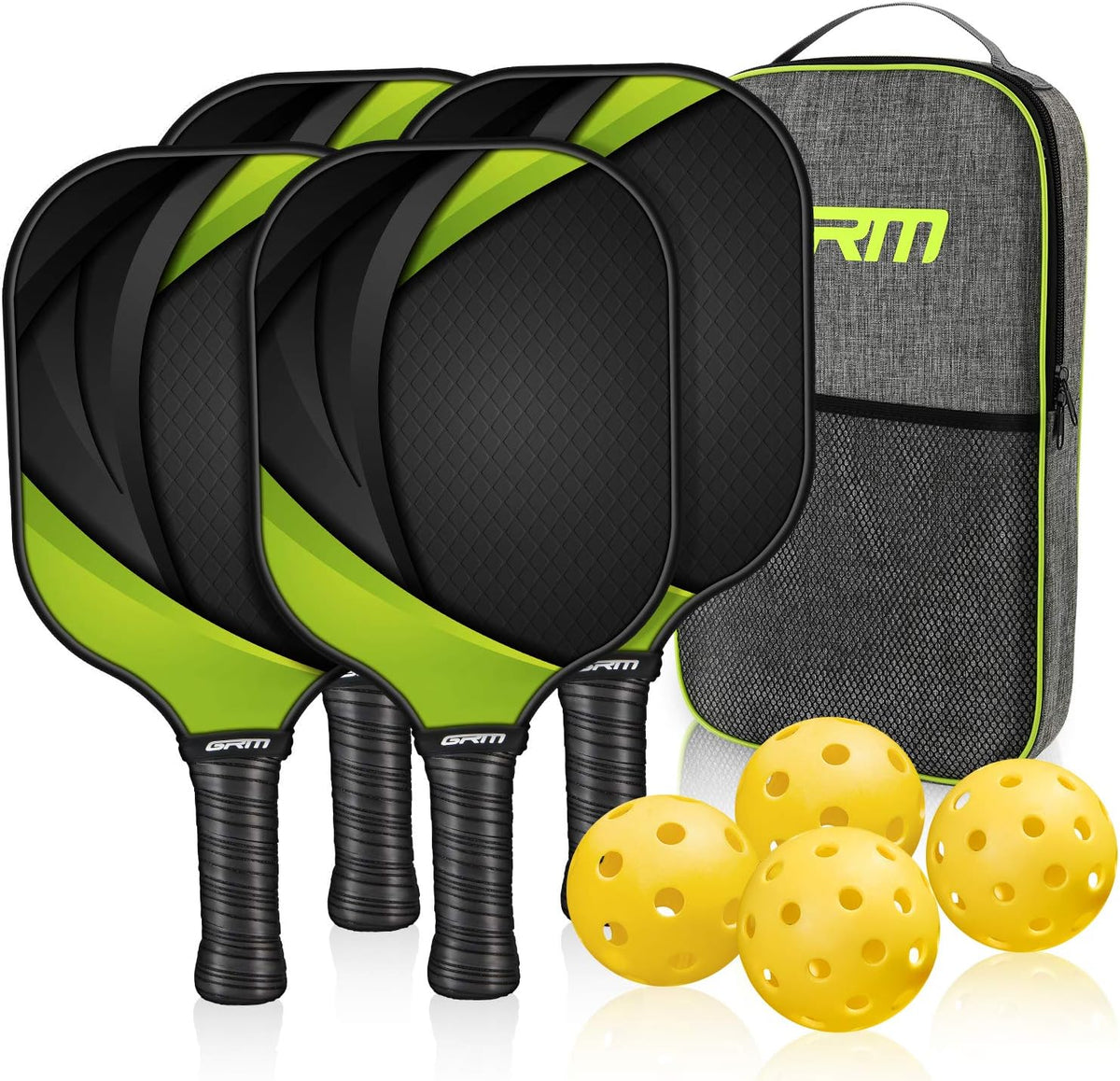 Set of 4 Graphite Pickleball Paddles with Carry Bag B487378