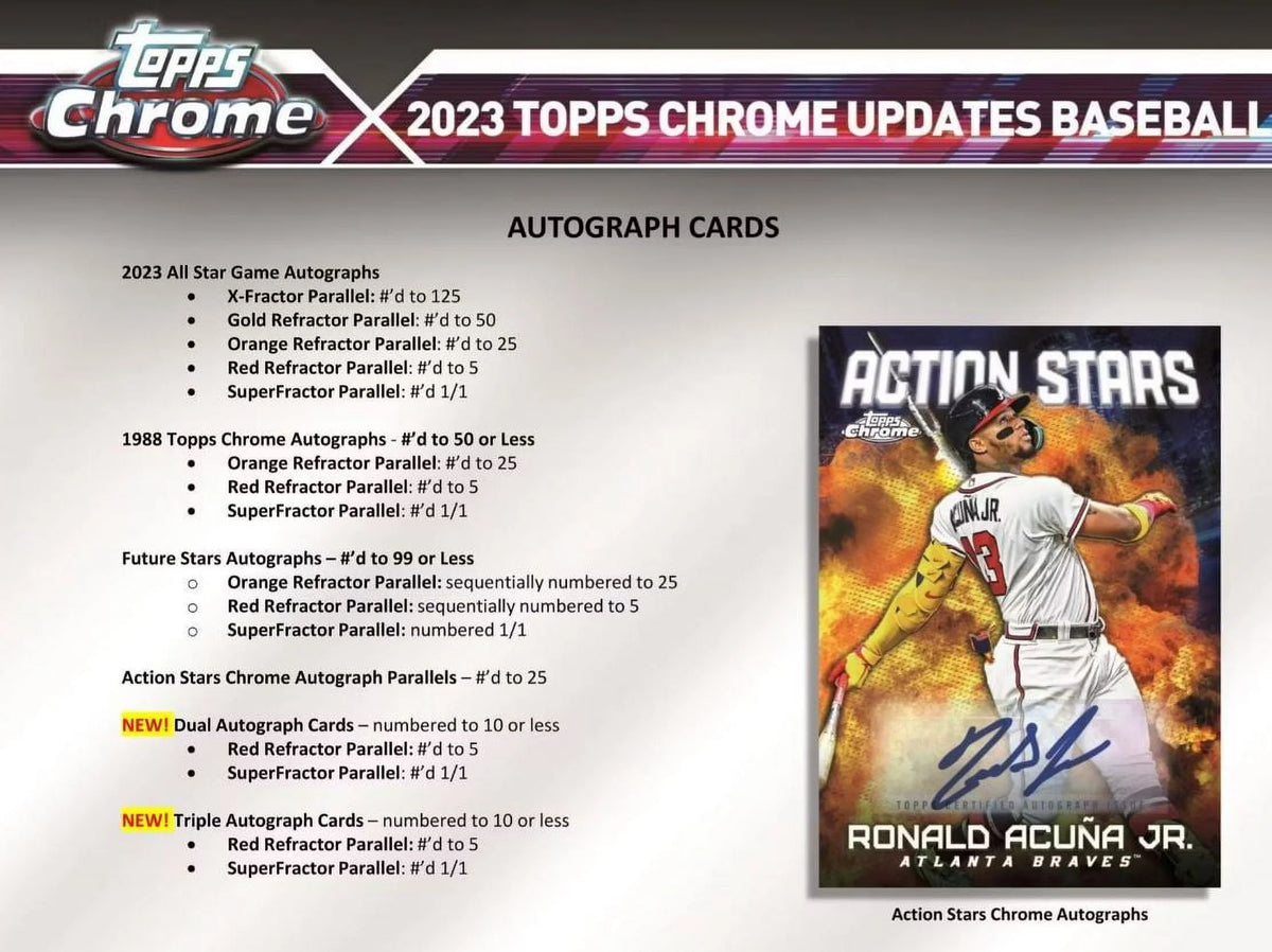 2023 Chrome Update Series Baseball Trading Card Hobby Box Y398