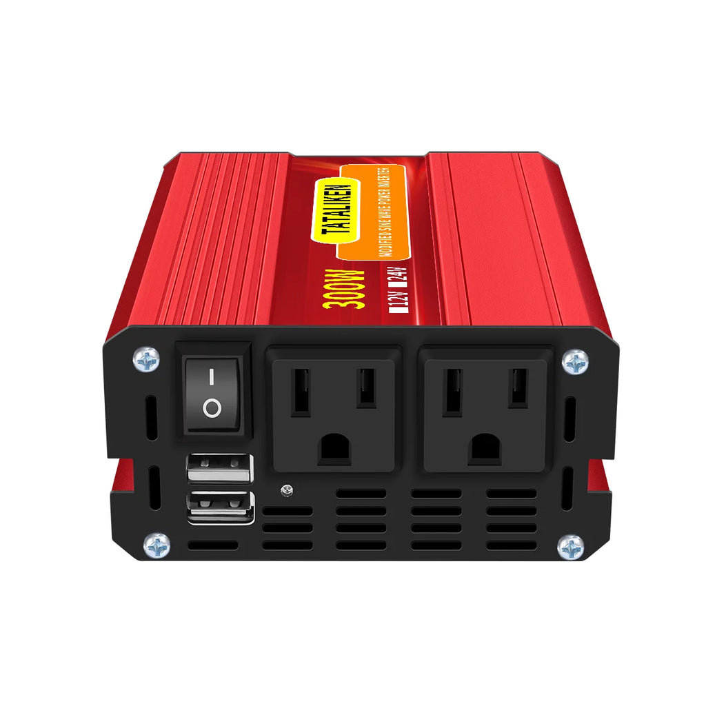 300 Watts Power Inverter 12V DC to 110V AC Car Plug Adapter Converter with LCD Display Dual USB Ports 2 AC Outlets O95890