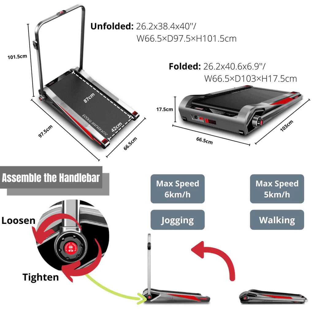 Motorized Folding Walking Treadmill with Handrails G2247