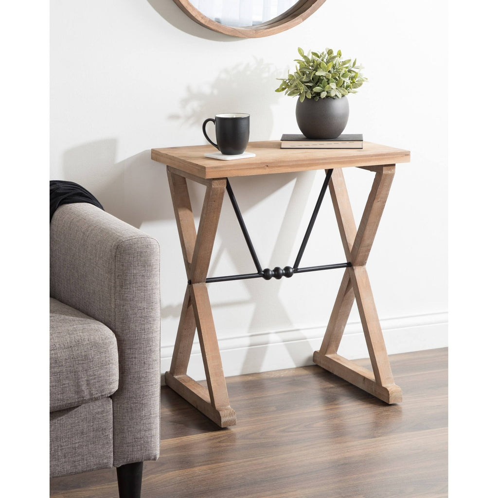White Wood and Metal Side Table L3163