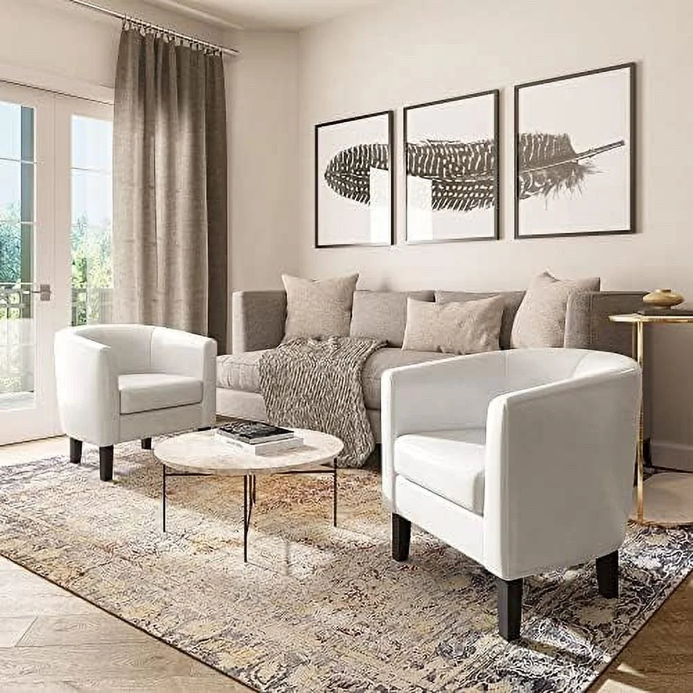 Linen Accent Barrel Chair with Flared Legs W852201