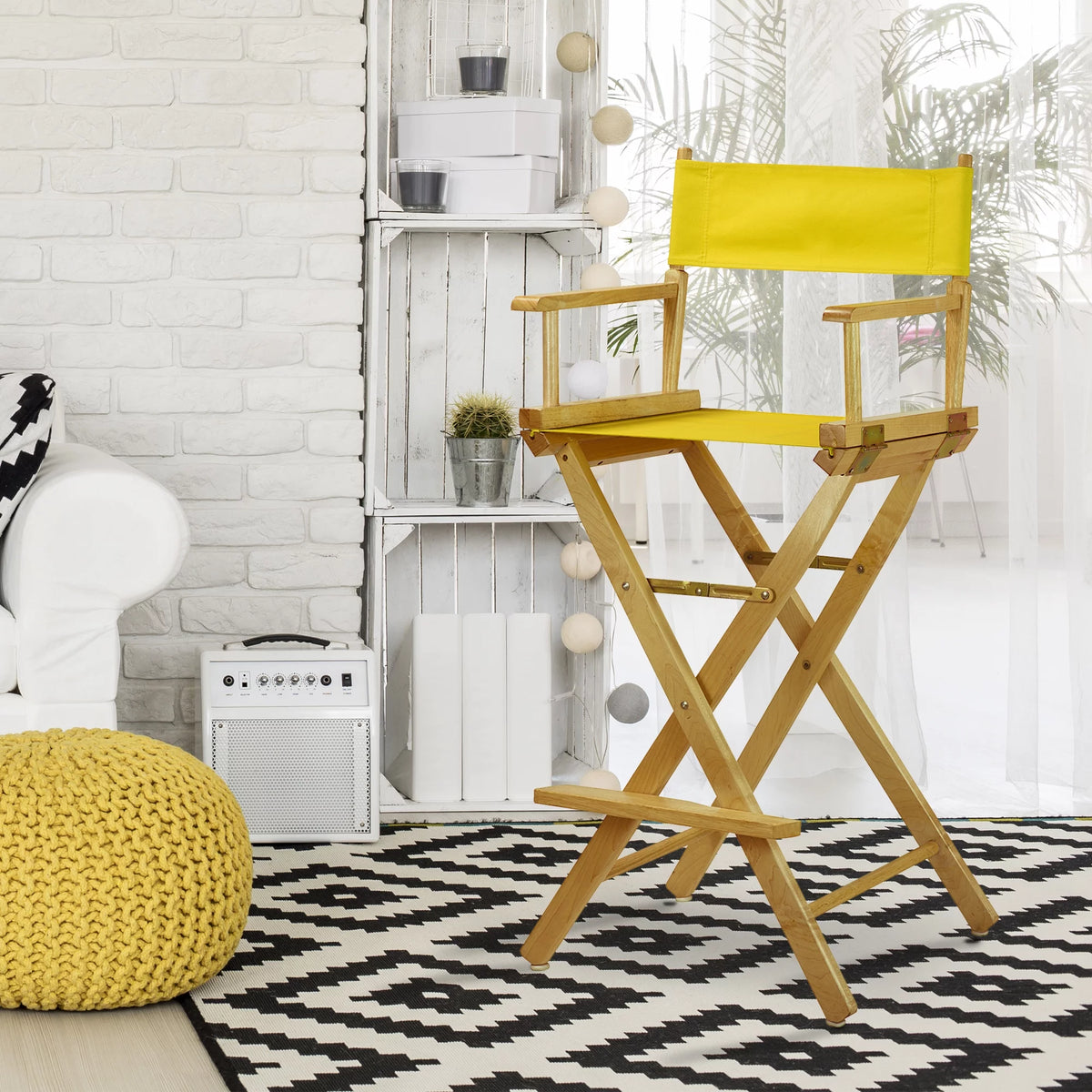 30" Director's Chair Natural Frame-Yellow Canvas G1896