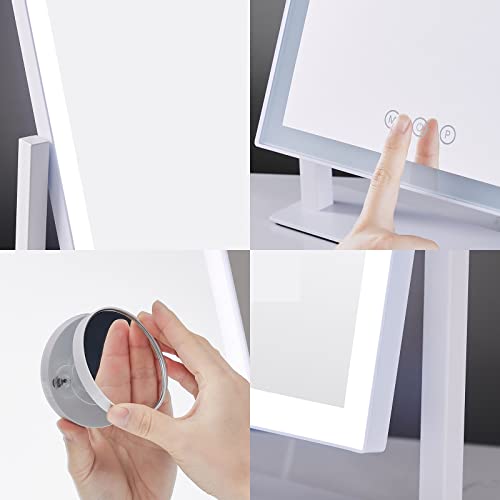 Lighted Makeup Mirror with 5X Magnification, 17.3in White B866419