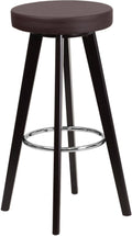 Cappuccino Wood Barstool with Brown Vinyl D1737
