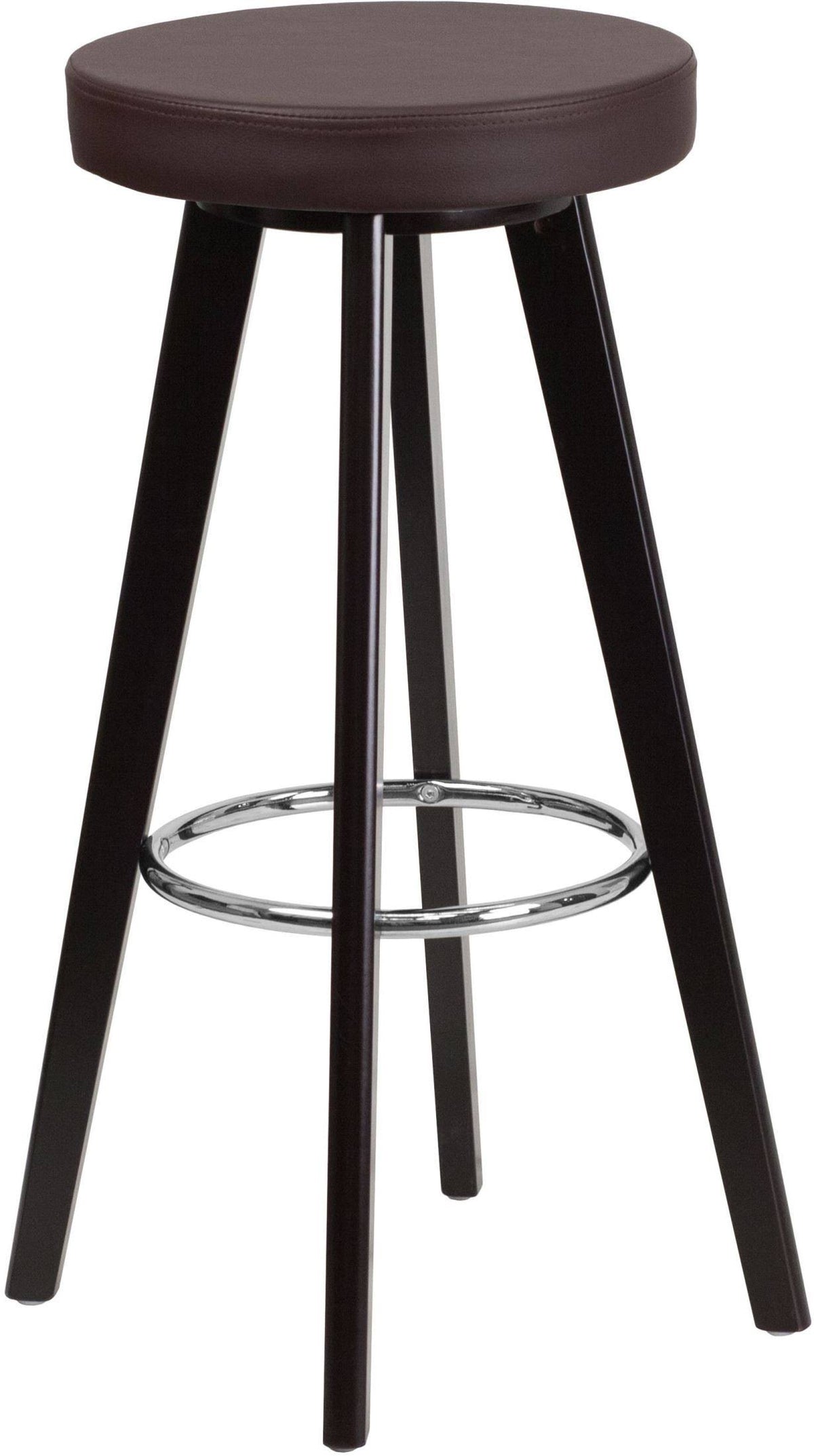 Cappuccino Wood Barstool with Brown Vinyl D1737