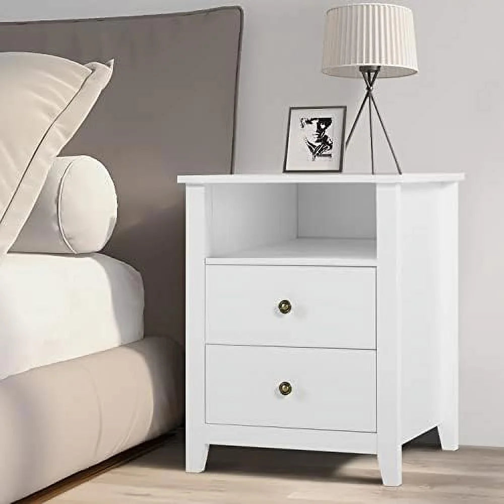 Black Wood Nightstand Set with Drawers Q786964