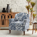 Navy Accent Chair with Wood Legs and Removable Cushion H4979