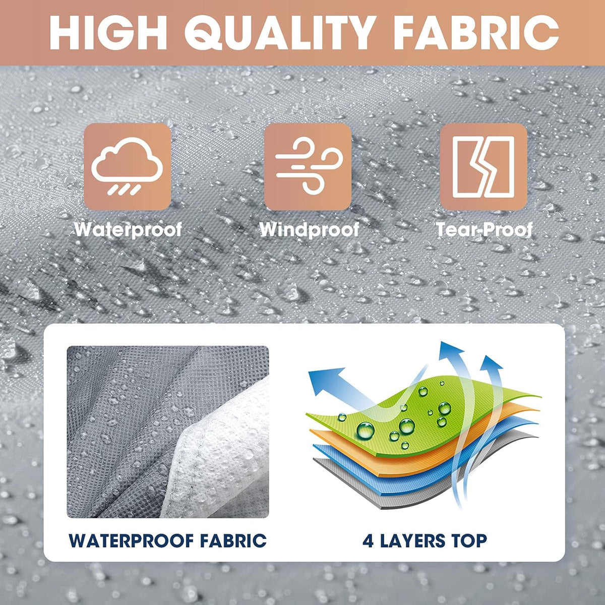 4-Layer Windproof Travel Trailer Cover Fits 27' - 30' with 2 Straps and 2 Patches A9517
