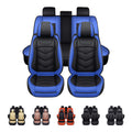 Black Blue Waterproof PU Leather 5 Seats Car Seat Covers Full Set Z220124