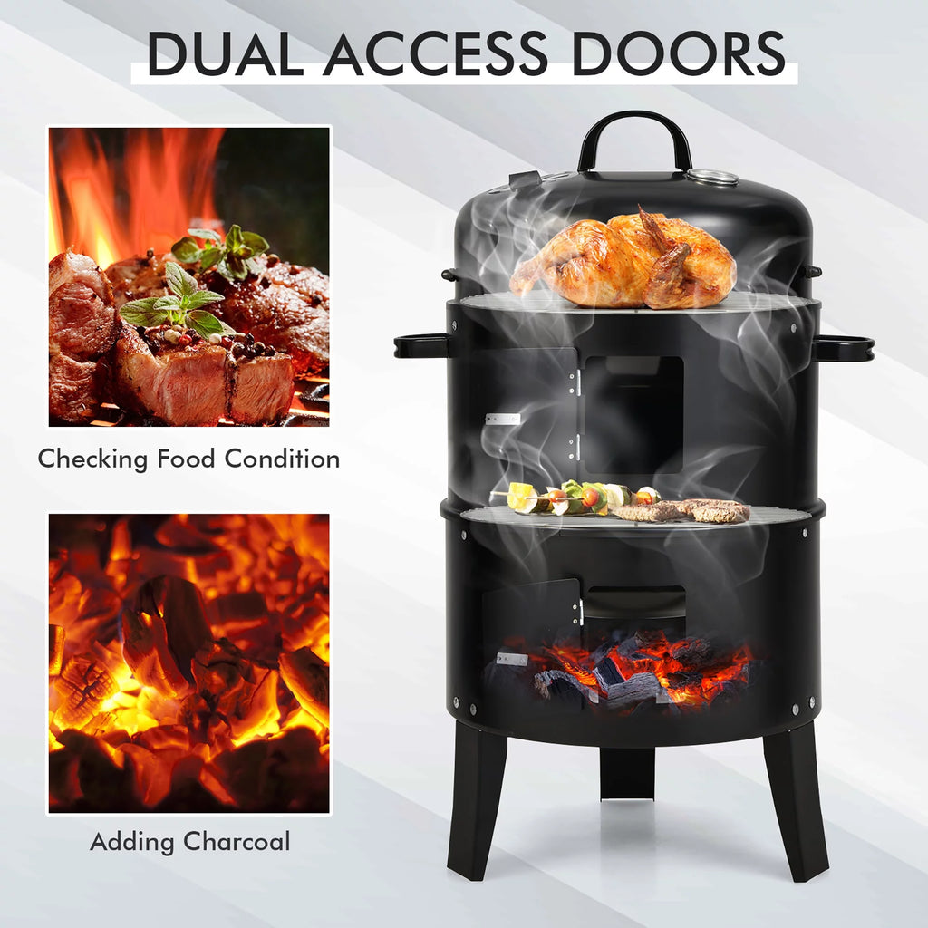 Charcoal Smoker Grill with Detachable 2 Layer N775