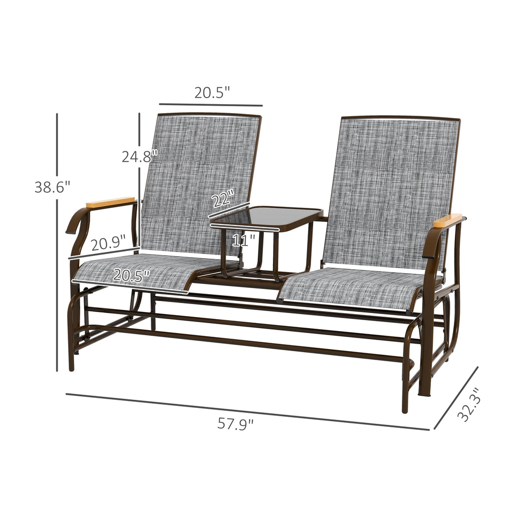 Outdoor Glider Bench 2-Person with Table X62318