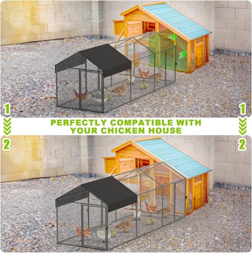 Large Metal Chicken Coop with Cover & Swing Y6573