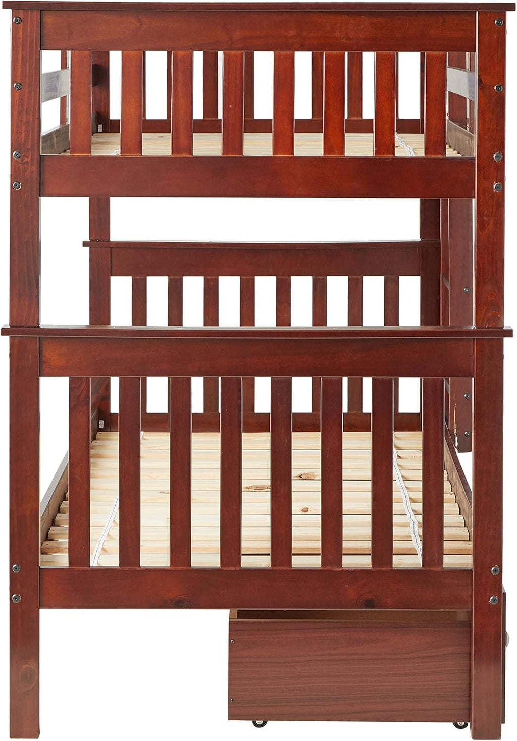 Twin Dark Cappuccino Bunk Bed with Under Bed Drawers J57192