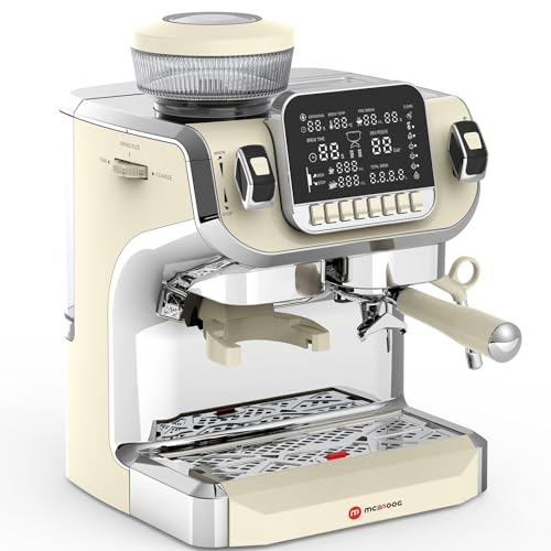 Espresso Machine with Milk Frother, Semi Automatic Coffee Machine with Grinder, 15 Bar Pressure Pump S3463