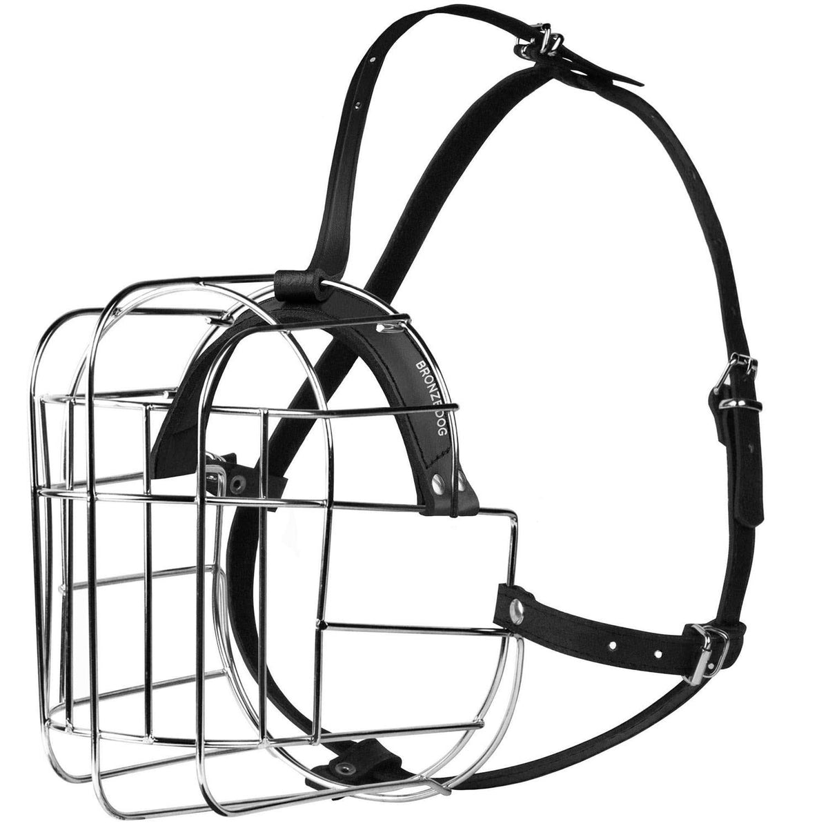 Metal Dog Muzzle Wire Basket with Leather Straps X917569