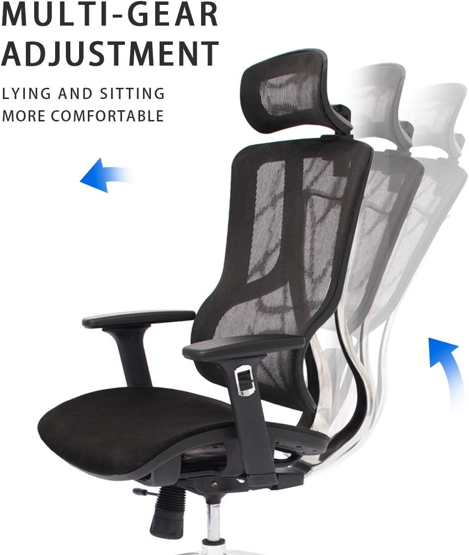 Black Ergonomic Mesh Office Chair with Headrest and 3D Armrest A55885