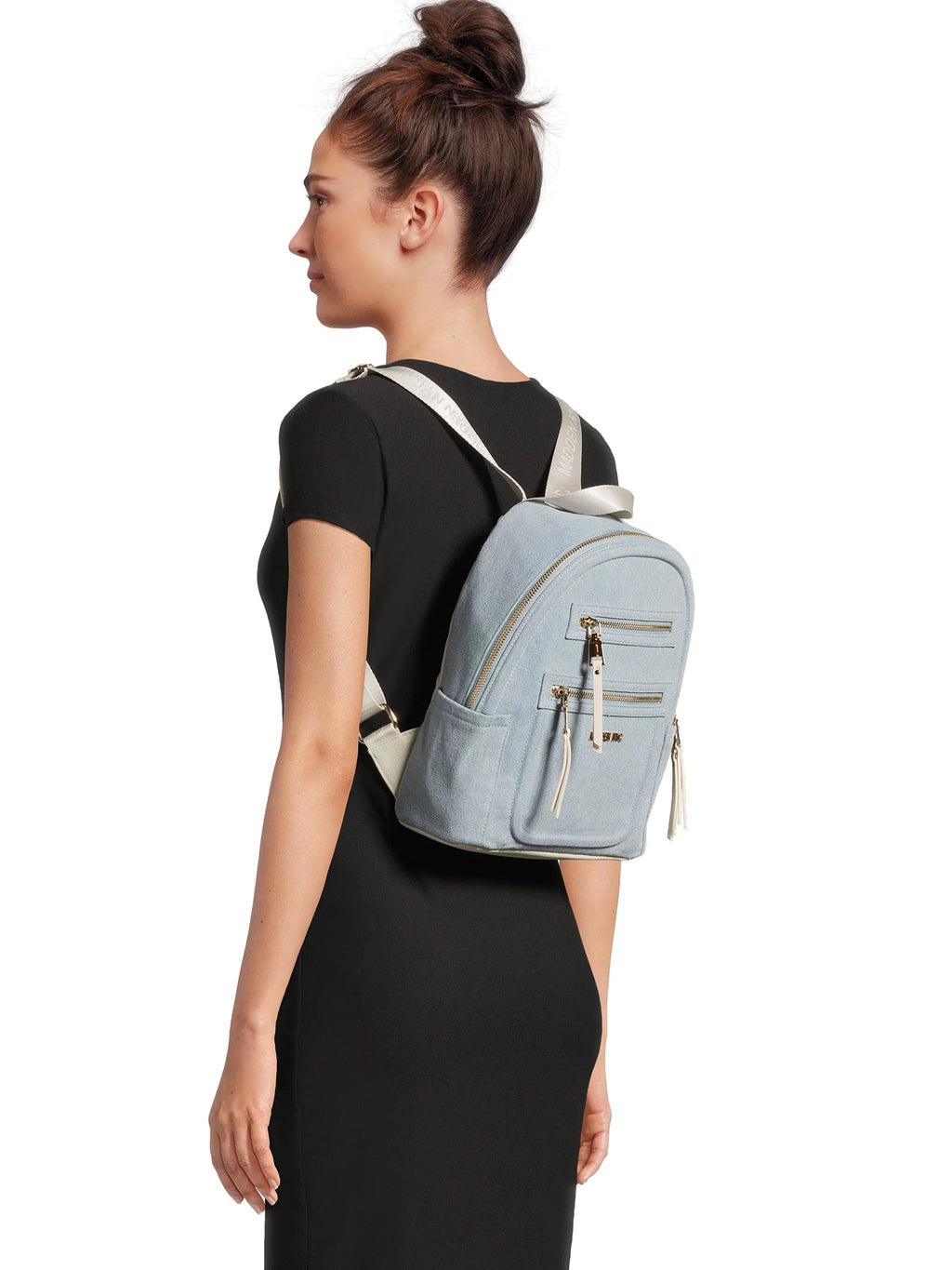 Denim Mini Backpack with Embellished Pouch Z267238