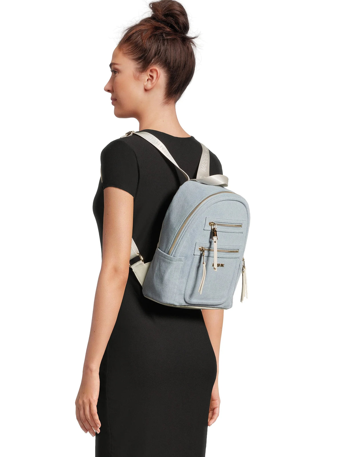 Denim Mini Backpack with Embellished Pouch Z267238