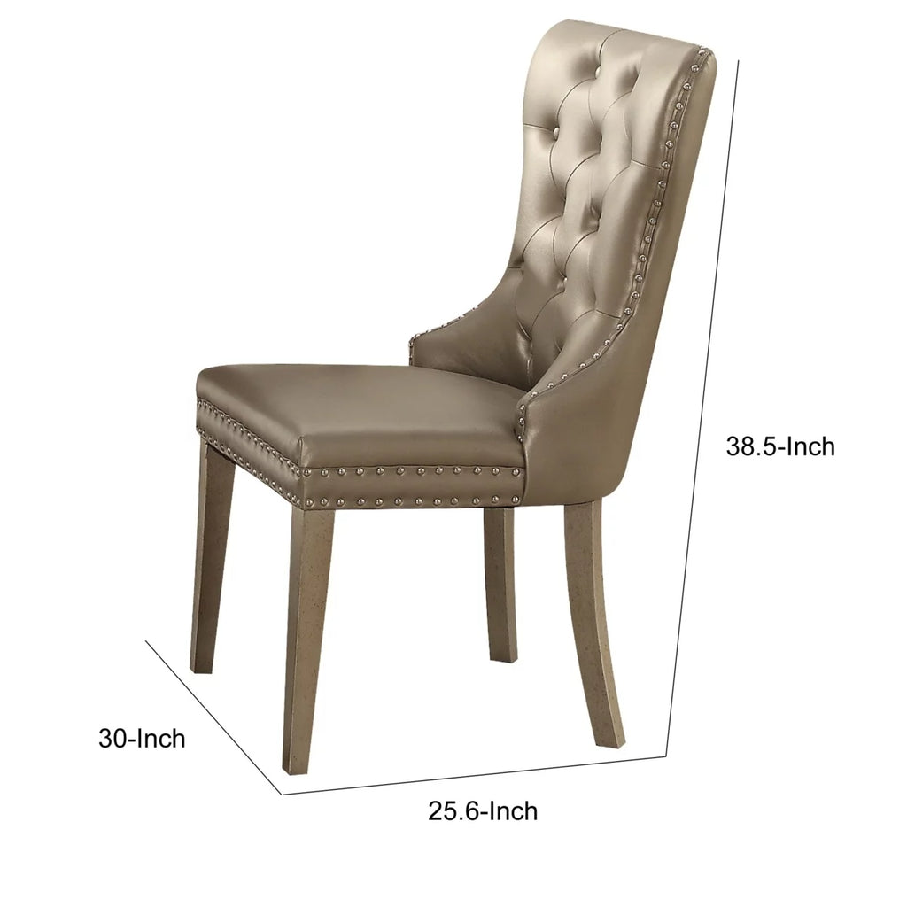 Leatherette Wooden Side Chair, Set of 2 R201