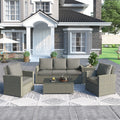 5 Piece Rattan Sectional Seating Group with Cushions and Table F86148
