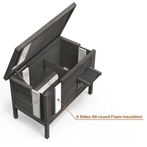 Outdoor Feral Cat House Heated Cat Shelter with Insulated Foam 34.5"X21.5"x27.2" M52419