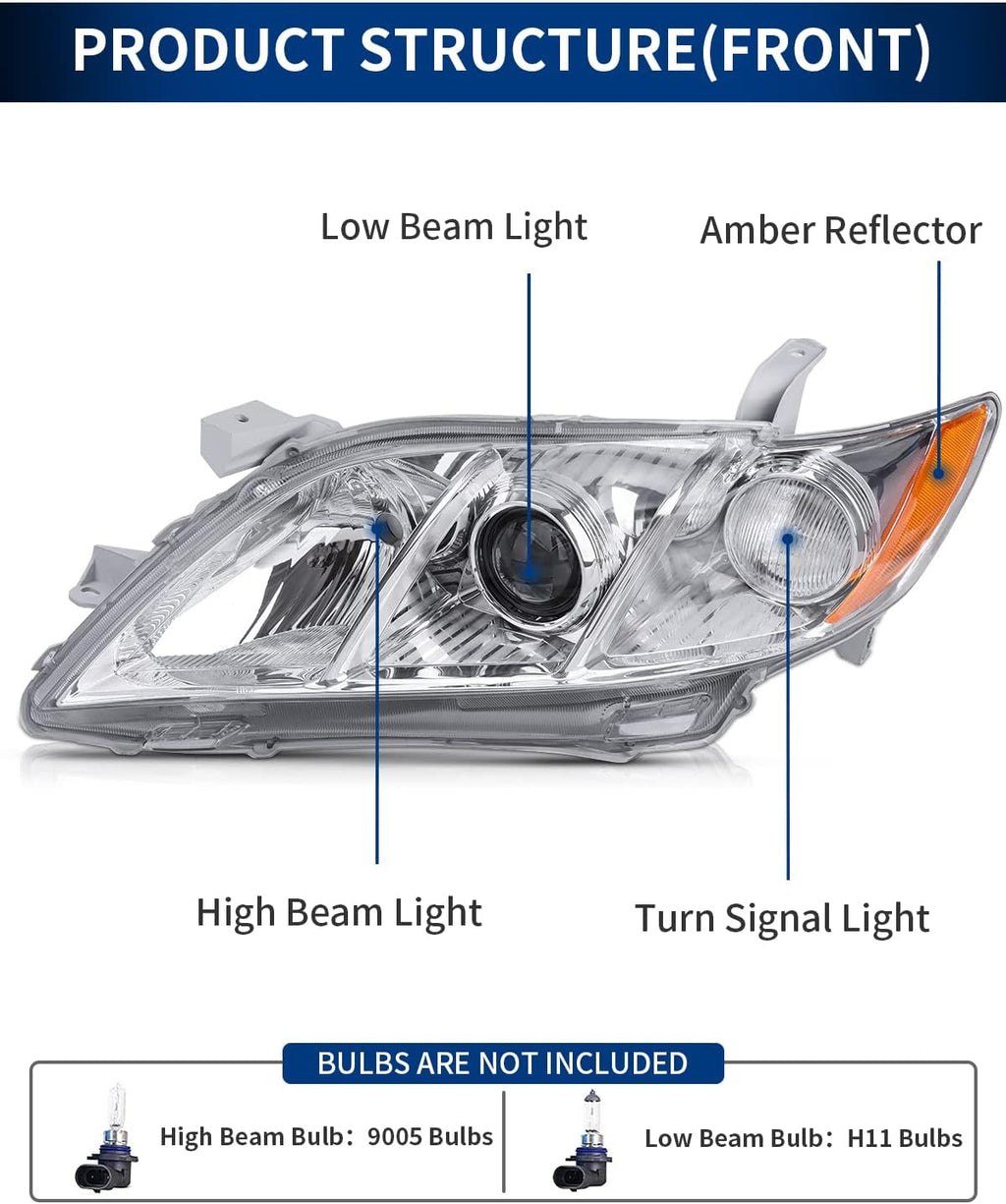Chrome Housing Clear Lens Headlights Assembly W691449