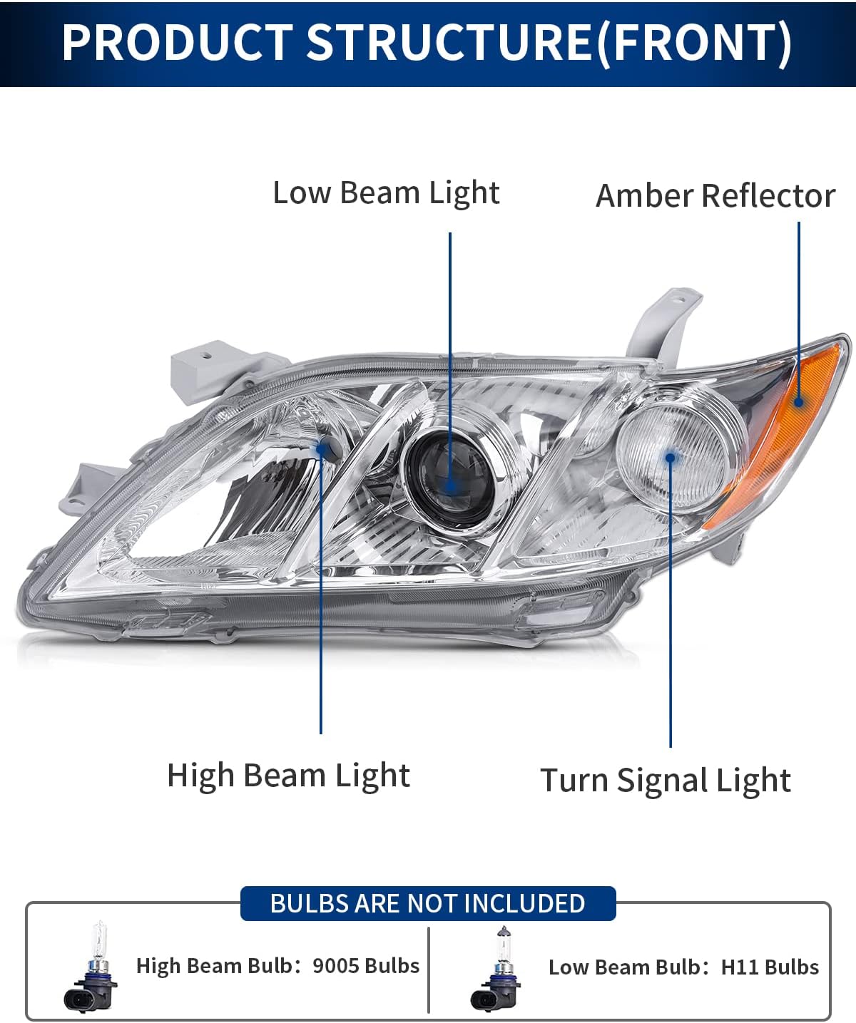 Chrome Housing Clear Lens Headlights Assembly W691449