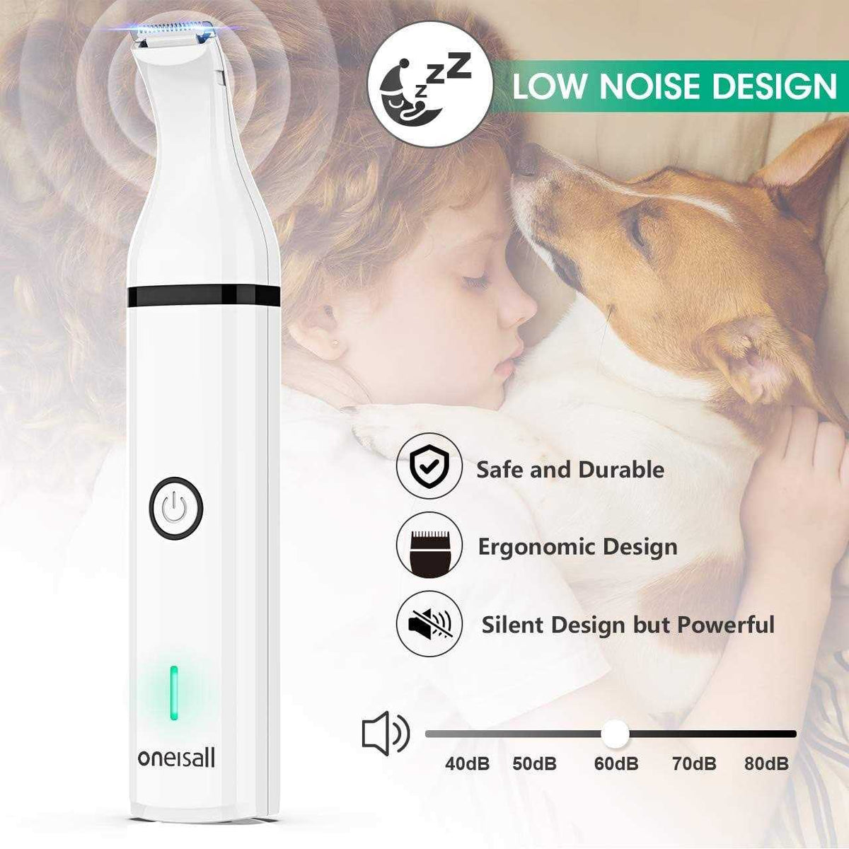 Double Blades Cordless Low Noise Dog Clippers C865