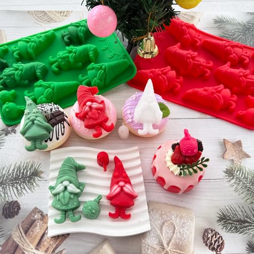 Silicone Christmas Gnome Candy Chocolate Mold, 2 Pack I7051