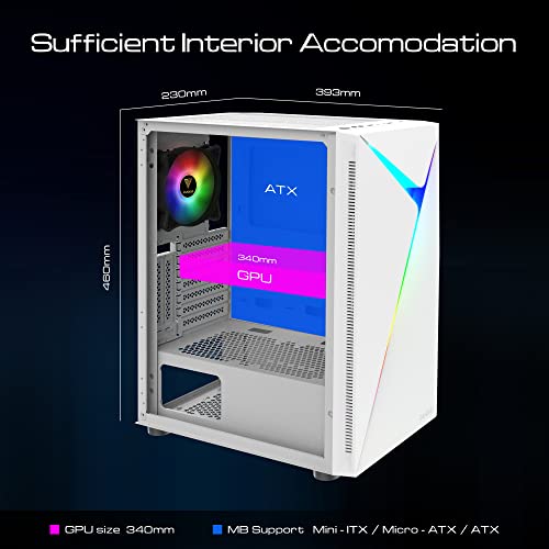 ATX Mid Tower Gaming Computer PC Case with Tempered Glass Swing Door X10557