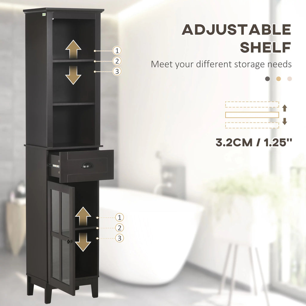 Slim Bathroom Storage Cabinet Linen Tower Brown B234