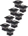 Black 8 Pack Solar Fence Post Cap Lights for 4x4 Wood Posts C399