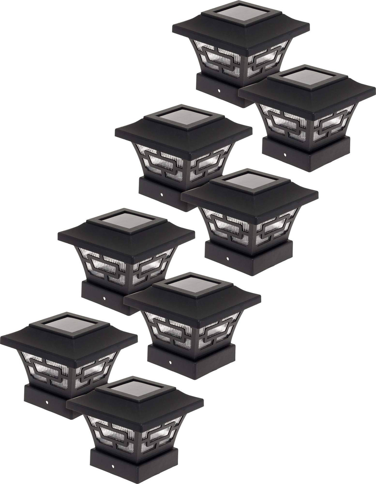 Black 8 Pack Solar Fence Post Cap Lights for 4x4 Wood Posts C399
