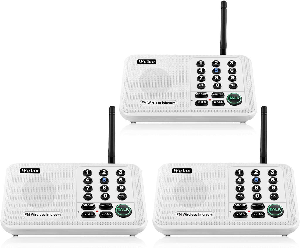 Wireless Intercom System 5280 Feet Range 10 Channel Black 3 Packs J8480