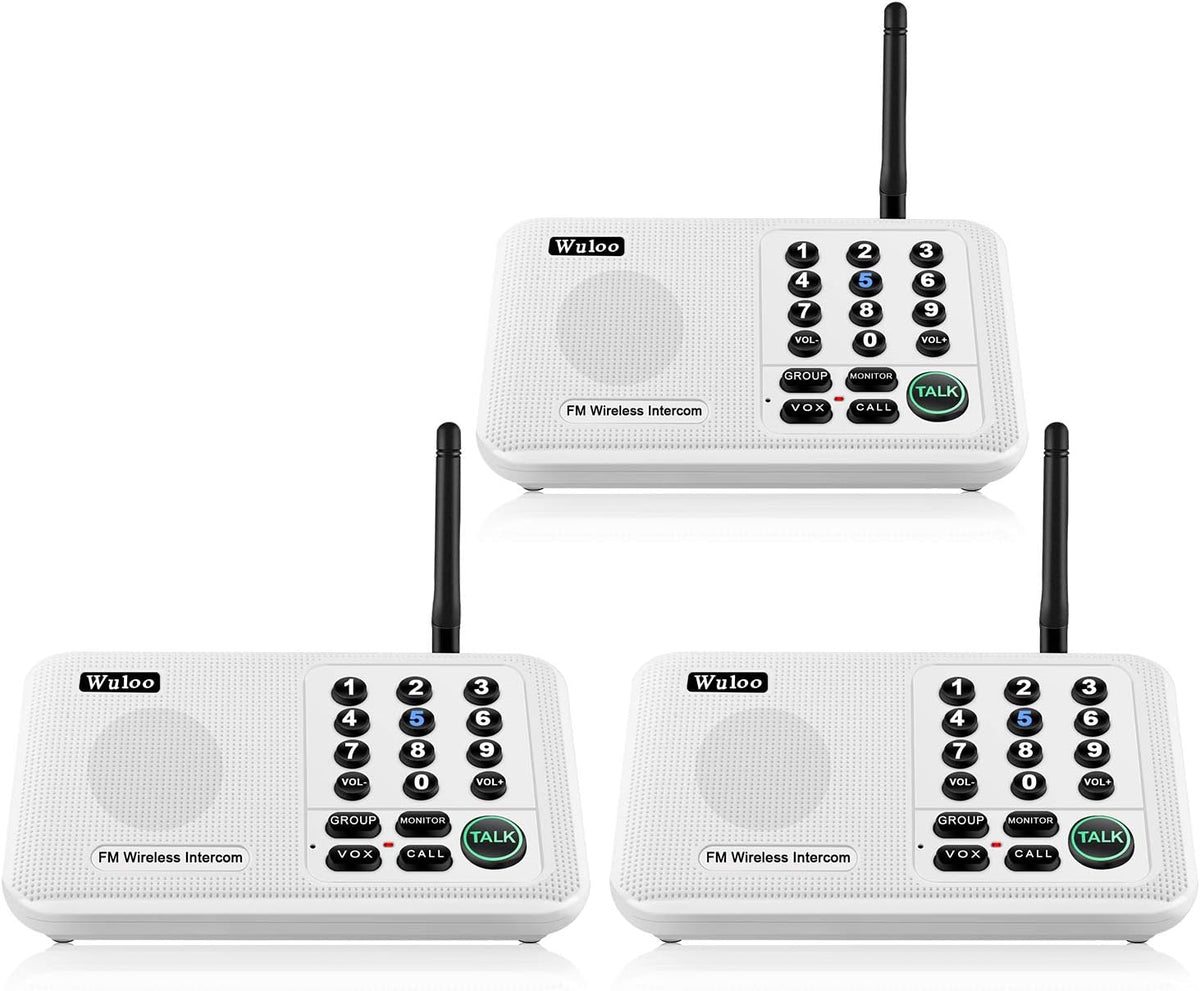 Wireless Intercom System 5280 Feet Range 10 Channel Black 3 Packs J8480